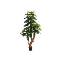 Monarch Specialties 83" Artificial Indoor Monstera Tree - Black Pot-Lifelike, potted artificial Monstera tree stands at an impressive 83" tall, and firmly fixed in a sleek 8 inch plastic black pot, perfect for adding a touch of greenery to any indoor space