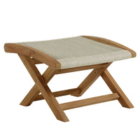 Modway Vienna Outdoor Patio Teak and Rope Folding Ottoman - Natural-Folding Ottoman Stool