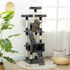PawHut 68" Multi-Level Large Cat Tree Tower with Condo - Grey-Post made with the wear-resistant sisal rope for your cat's scratching and grooming needs 