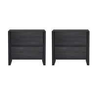 Manhattan Comfort Linda 24" Modern 2-Drawer Nightstand Set - Charcoal Grey-Modern Nightstand Perfect for Bedroom