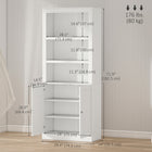 HOMCOM 72" H Kitchen Pantry, Buffet Hutch, and Bookcase Cabinet - White-6-level adjustable shelves indoor cabinets allow for display and storage of food boxes, dishes, bathroom accessories, books, etc. 