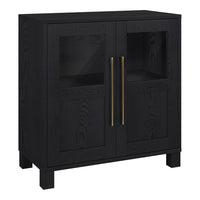 Hudson&Canal Holbrook 28"W Accent Cabinet - Black Grain-Modern contemporary design for your home office, bedroom, or living spaces