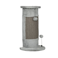 PawHut 23" H Cat Scratching Post with Play Balls - Grey-Interactive hanging ball and spring ball for engaging play 