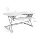 Rocelco 40" Deluxe Adjustable Height Sit Stand Desk Riser with Enhanced Vertical Range - White-New wider keyboard tray to accommodate ergonomic and gaming keyboards