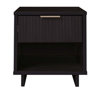 Manhattan Comfort Granville 18.11" Modern 1-Drawer Nightstand - Black-Modern- Contemporary with a taste of Glam - Nightstand for Bedroom and Living Room Use