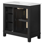 Modway Dixie 36" Solid Wood Bathroom Vanity Cabinet - Black/White-Ceramic Sink Basin