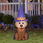 GEMMY Airblown Inflatable Halloween Dog with Witch Hat - 48"-For indoor and outdoor use