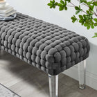 Modway Prologue Woven Performance Velvet Ottoman - Grey-Durable Stain Resistant Fabric
