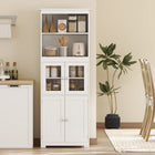 HOMCOM 63" H Freestanding Kitchen Pantry Cabinet with Shelves - White-The vertical design saves space, making it ideal for small kitchens, dining rooms, living rooms, bathrooms, and laundry rooms 