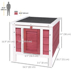 PawHut 17" H Wooden Rabbit Hutch with Run and Tray - Red-Unique hinged roof for easy cleaning, opening and closing freely 