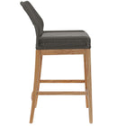 Modway Wellspring Outdoor Patio Teak Wood Bar Stool - Gray Graphite-Removable Seat Cushion