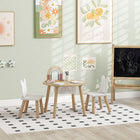 Qaba Kids Table and Chair 3-Piece Set with Mesh Bag and Bear-Shaped Chairs-Removable cover reveals mesh storage bag for toys and books 