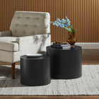 Modway Amani Round Nesting Coffee Tables - Black - Set of 2-Ash Wood Veneer