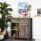 HOMCOM 30" L Sideboard Buffet Cabinet - Dark Oak-A handy drawer, a door cabinet and 2 open shelves, providing compact storage for small accessories, utensils and plates. 