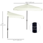 Outsunny Half Patio Umbrella with Crank and Vent - 7.5' - Cream White-Top vent to reduce the situation of being overturned by wind