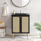 Modway Chaucer 24" Bathroom Vanity - Black-Metal Cabinet Knobs