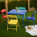 Homy Casa Colourful Kid's 5-Piece Table & Chairs Set-Effortless Cleaning - Smooth plastic surfaces wipe clean in seconds, ideal for crafts, snacks, or messy play.