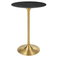 Modway Lippa 28" Round Faux Marble Bar Table - Gold Black-Modern Dining Table