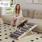PawHut 14"-20"H Folding Dog Ramp with Non-Slip Carpet-Features high-traction carpet and crossbars, ensuring your pet has a secure grip 
