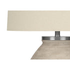 Monarch Specialties 25" H Contemporary Table Lamp - Cream Concrete / Beige Shade-Assembled dimensions: 18 in. L x 18 in. W x 25 in. H. base: 12 in. L x 12 in. W x 13 in. H. shade: 18 in. L x 18 in. W x 10.5 in. H