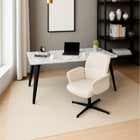 Homy Casa Swivel Conference Office Chair - Beige Fabric-Adjustable seat height from 33.1" to 37.8" to suit your posture