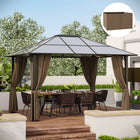 Outsunny 10' L x 12' W Gazebo Curtains with Zipper Doors, Hooks/C-Rings for Patio, Only Curtains - Brown-Made of tough and high. -quality polyester fabric