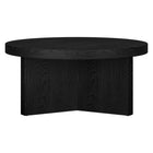 Hudson&Canal Holm 32"W Round Coffee Table - Black Grain-Features easy assembly