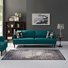 Modway Kalene Distressed Vintage Turkish Area Rug - 5 ft W x 8 ft L - Blue Rust/Cream-Gripping Grooved Rubber Underside 