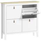 HOMCOM Shoe Cabinet with Flip Drawers in Narrow Design - White-Four flip drawers store up to 12-20 shoe pairs