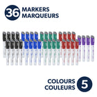 Quartet DryGuard Dry Erase Whiteboard Markers - Low Odour Ink - Chisel Tip - Assorted Colours - Magnetic Cap with Built-in Eraser - 36 Piece Set-Magnetic eraser cap:These markers allow you to keep an eraser at your fingertips for quick fixes while also letting you easily store your marker on any magnetic board
