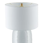 Hudson&Canal Turbida 24" Tall Table Lamp with Fabric Shade - Matte White/Brass/White-Rated for one 60W incandescent bulb - 9W LED bulb, 13W fluorescent (CFL) bulb, or 9W self-ballasted LED bulb, E26-base bulb, Bulb not included