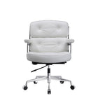 Plata Import Elegant Office Chair Faux leather Adjustable Chair with Polished aluminum frame - White-Tilt Mechanism