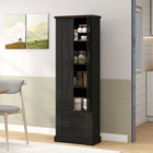 HOMCOM 71" H Farmhouse Kitchen Pantry Cabinet - Black-Silent drawer slides and magnetic catches ensure quiet, smooth operation 