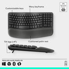 Logitech Wave Keys Wireless Ergonomic Keyboard with Cushioned Palm Rest - Graphite-Connect with Bluetooth or the Logi Bolt Receiver: Use Easy-Switch to switch between laptop, tablet and phone (compatible with Windows/macOS/iPadOS/ChromeOS), up to 3 years battery life 