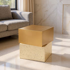 Zuo Cinza Side Table - Gold/Beige-Maximum Weight Capacity: 110