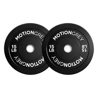 MotionGrey Standard Weight Plates - Olympic Barbell Plates for Strength Training - 15 lb - Black - Set of 2-Durable Rubber-Coated Plates: Thick rubber exterior reduces noise, protects floors, and ensures long-lasting performance for home workouts