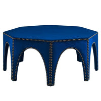 Modway Victory Performance Velvet Ottoman - Navy-Nailhead Ottoman