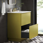 Modway Quantum 30" Bathroom Vanity - White/Gold-Full-Glide Drawer