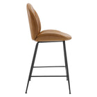 Modway Scoop Black Powder Coated Steel Leg Vegan Leather Counter Stool - Tan-Assembly Required