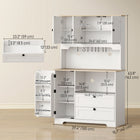 HOMCOM 64" H Kitchen Pantry Cabinet with 3 Compartments and 2 Drawers - White-Two wire holes keep cords organized 