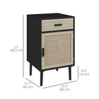 HOMCOM Tall Nightstands with Storage for Bedroom - Black - Set of 2-Exquisite rattan design highlights your home décor