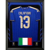 Frameworth Official FIFA World Cup 2026 Italy Riccardo Calafiori Framed Replica Jersey - 25.75" x 33.75"-Officially licensed FIFA World Cup 2026 framed replica jersey display featuring Riccardo Calafiori.