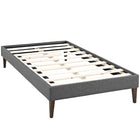 Modway Tessie Fabric Twin Bed Frame with Squared Tapered Legs - Grey-Solid Wood Frame