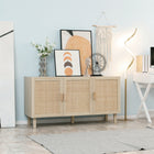 HOMCOM Boho 53.5" L Sideboard - Natural Wood-Suitable for kitchen, living room or entryway