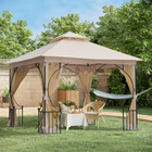Outsunny 10 ft W x 10 ft L Patio Gazebo - Outdoor Garden Canopy for Events Party-UV and water resistant canopy block most harmful elements and light rain