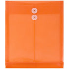 JAM Paper Plastic Envelopes with Button and String Tie Closure, Letter Open End, 9.75 x 11.75, Orange Poly, 108 Pack (118B1ORB)-Orange