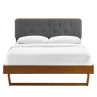 Modway Bridgette Wood Full Platform Bed with Angular Frame - Walnut Charcoal-Rubberwood Legs