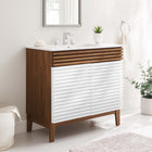 Modway Render 36" Bathroom Vanity - White/Walnut/White-Walnut Grain Vanity