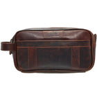 Mancini Buffalo Dual Top Zipper Toiletry Bag - 10" x 4.25" x 5" - Brown-Dual top zipper main compartment