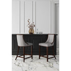 Manhattan Comfort Fifth Avenue 19" Traditional Faux Leather Upholstered Counter Stool - Light Grey-Frame Made of Solid Beech Wood with Rich Walnut Finish